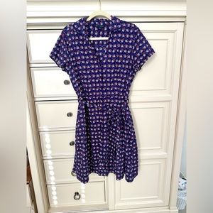 Brooks Brothers Navy Floral Button Down Dress